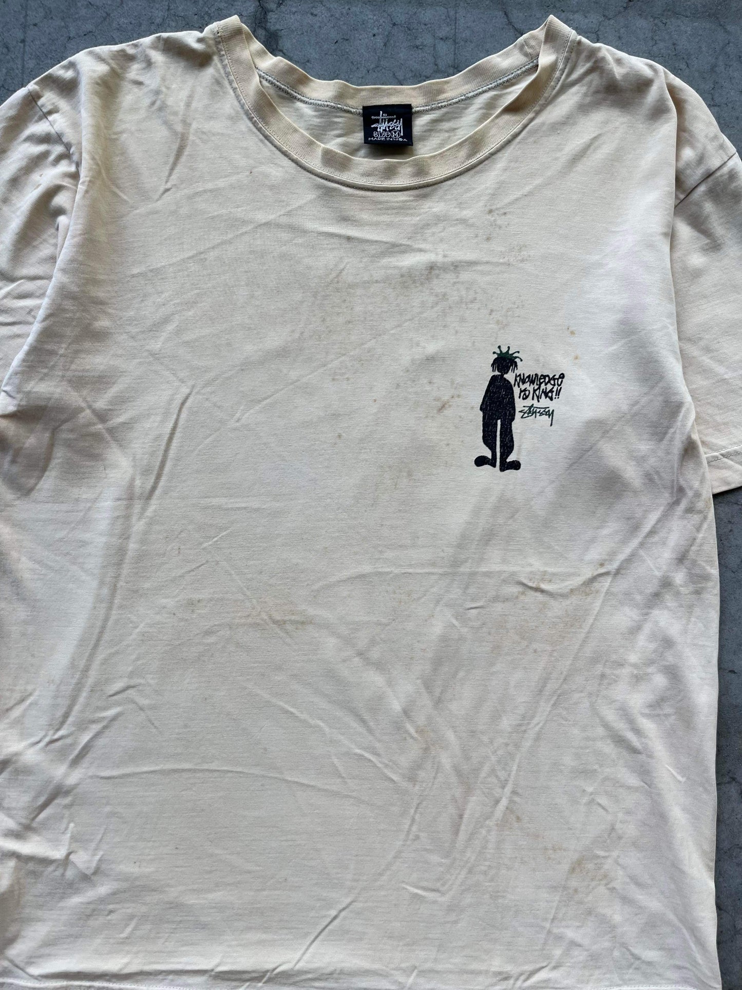 (M/L) 90s Distressed Stussy Knowledge is King Tee