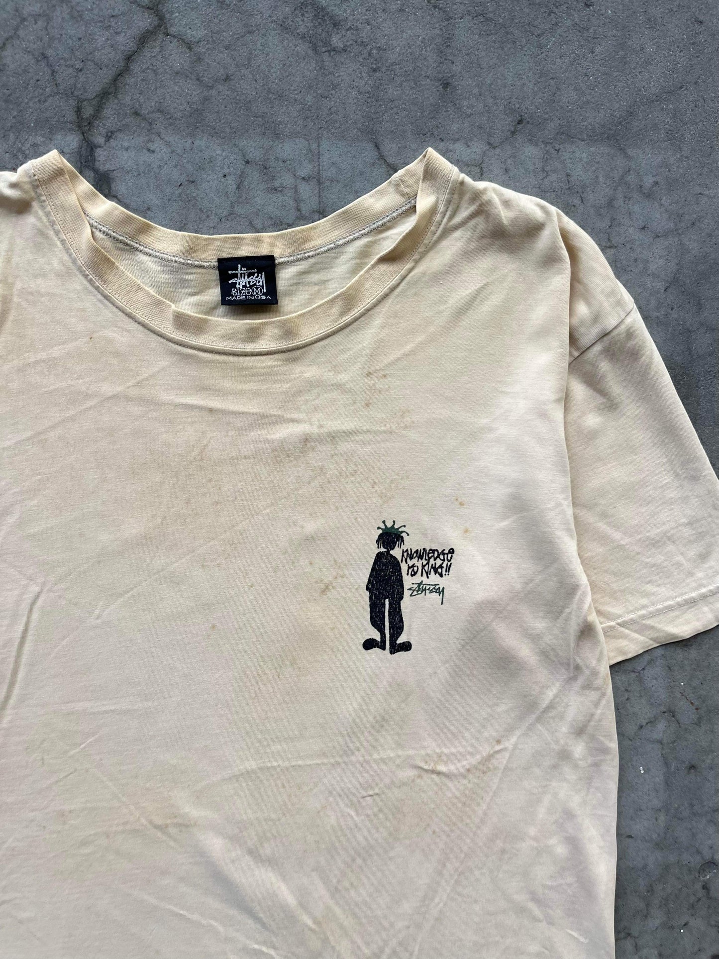 (M/L) 90s Distressed Stussy Knowledge is King Tee