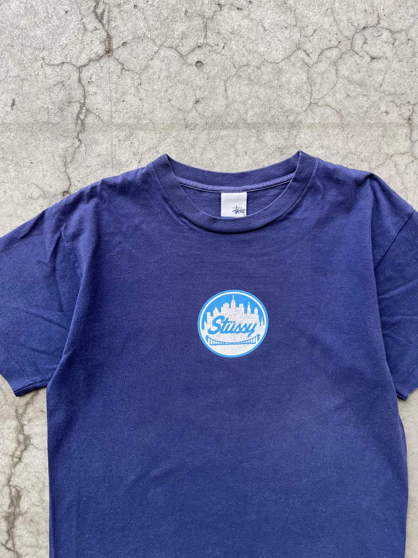 (M) 1999 Stussy Navy Skyline Tee