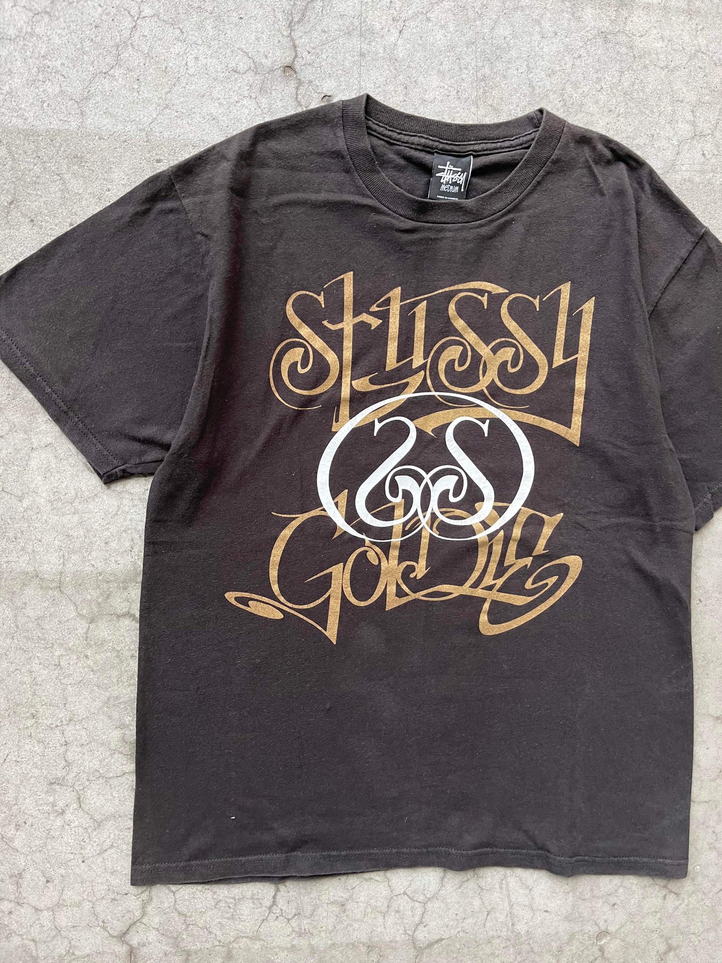 (M/L) Stussy Gold Script