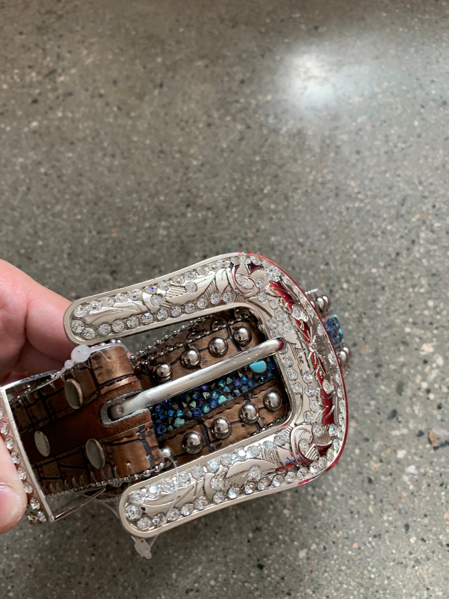 (OS) Full Bejeweled Genuine Leather Belt