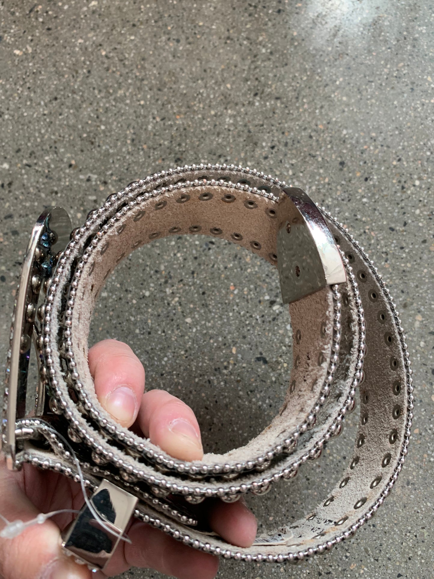 (OS) Full Bejeweled Genuine Leather Belt