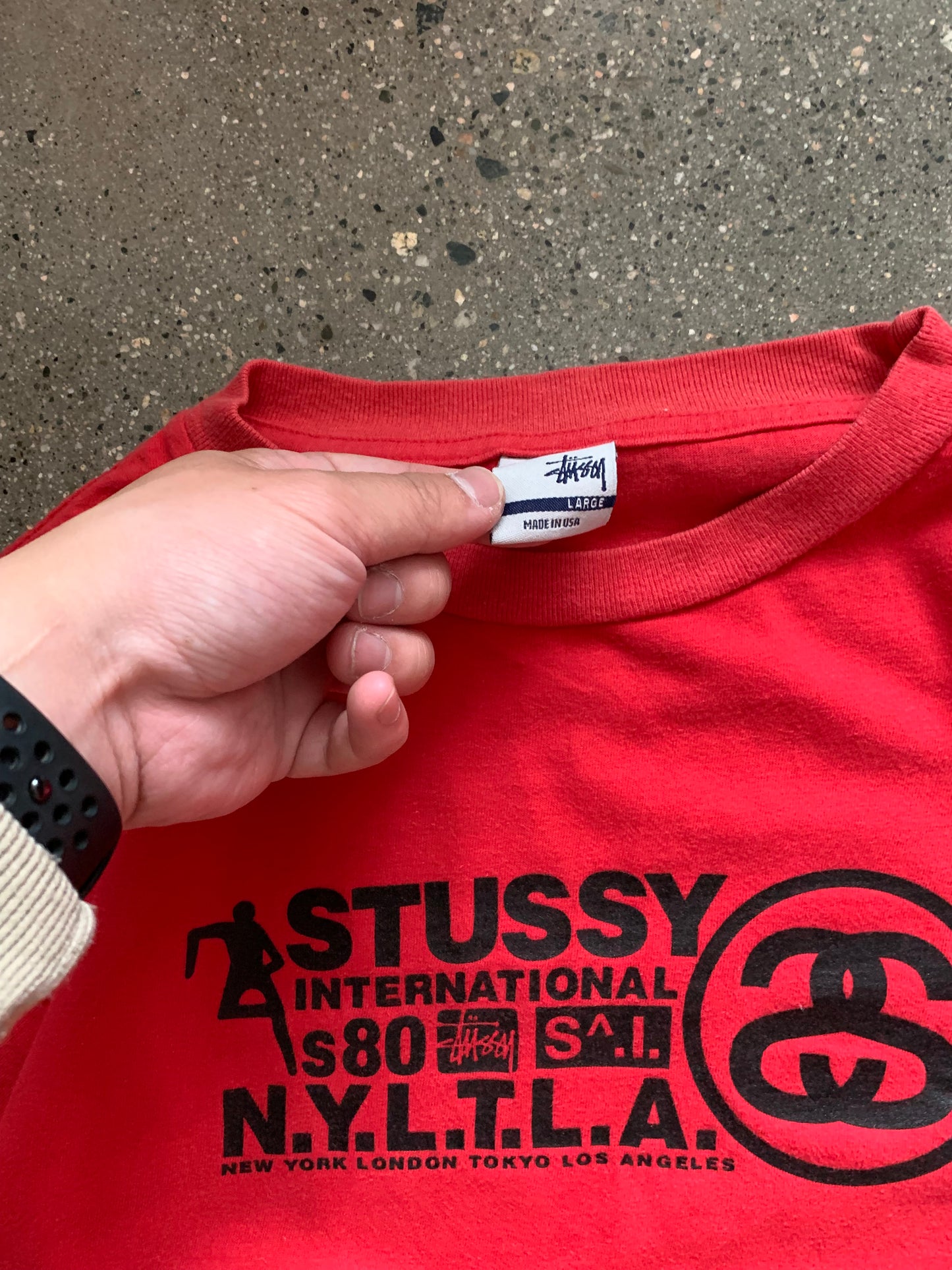 (M/L) 90’s Stussy Intl Red Tee