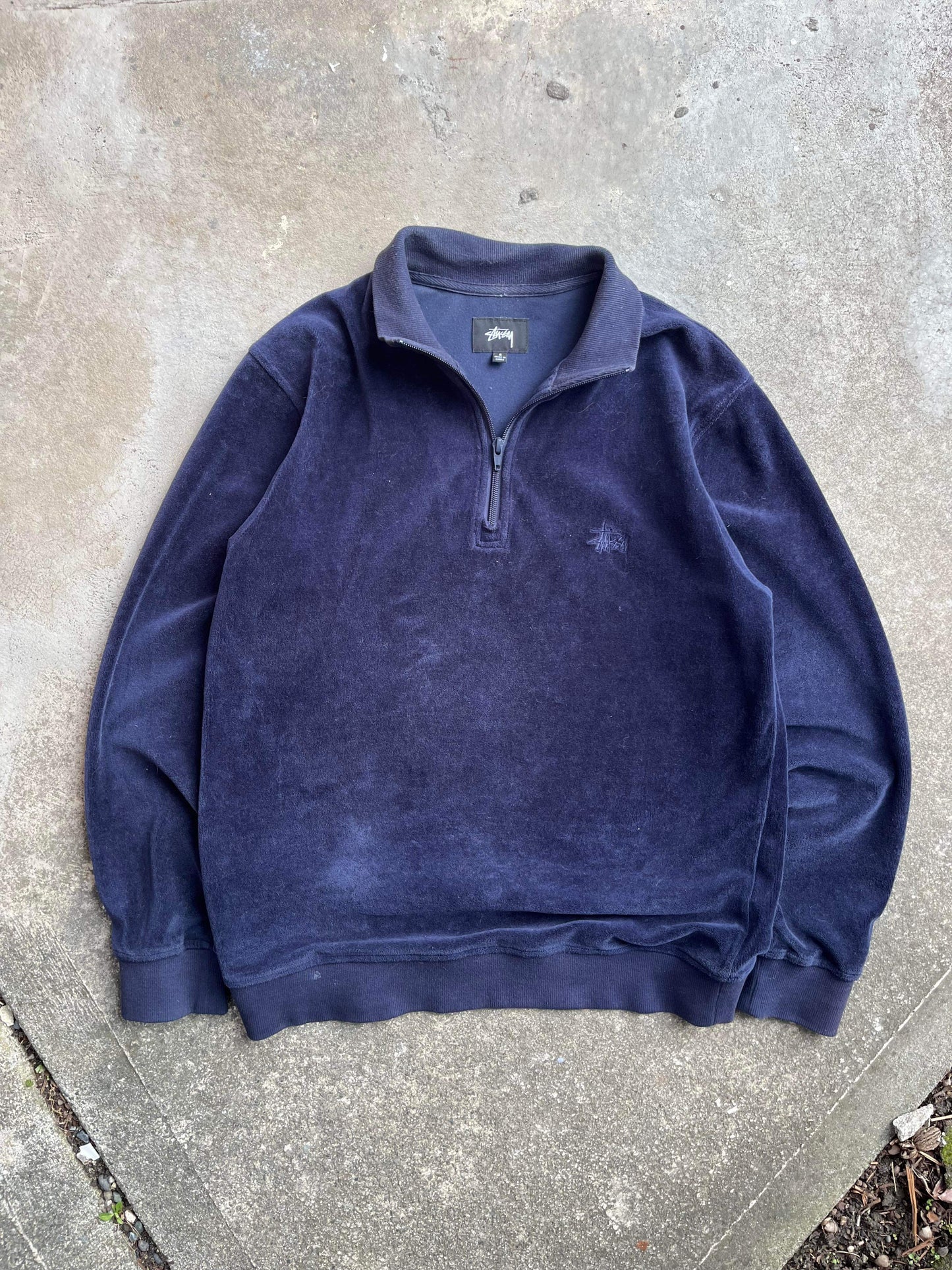 (S/M) Stussy Velour Quarter Zip