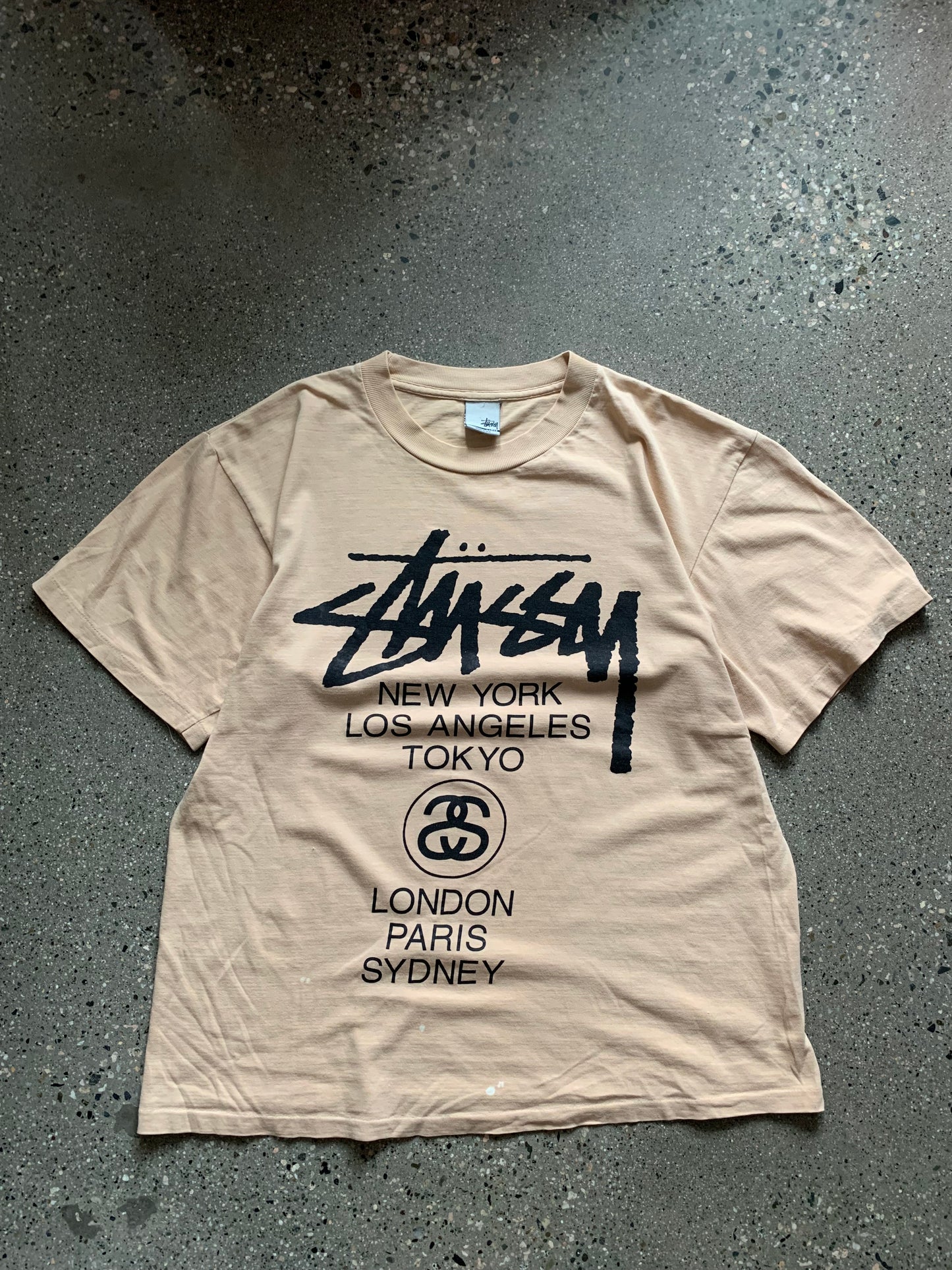 (M) 90’s Cream Stussy Intl Tee