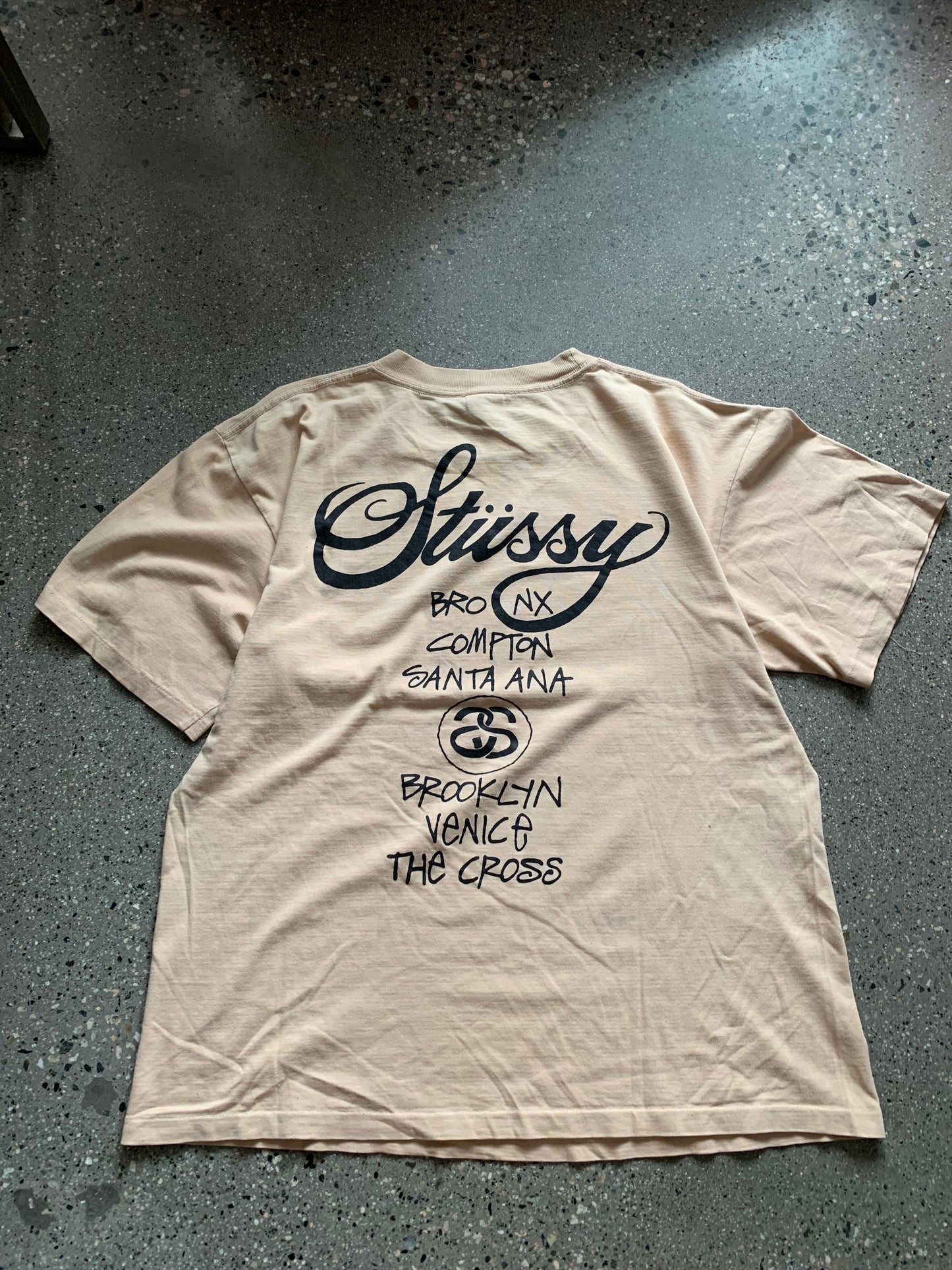 (M) 90’s Cream Stussy Intl Tee