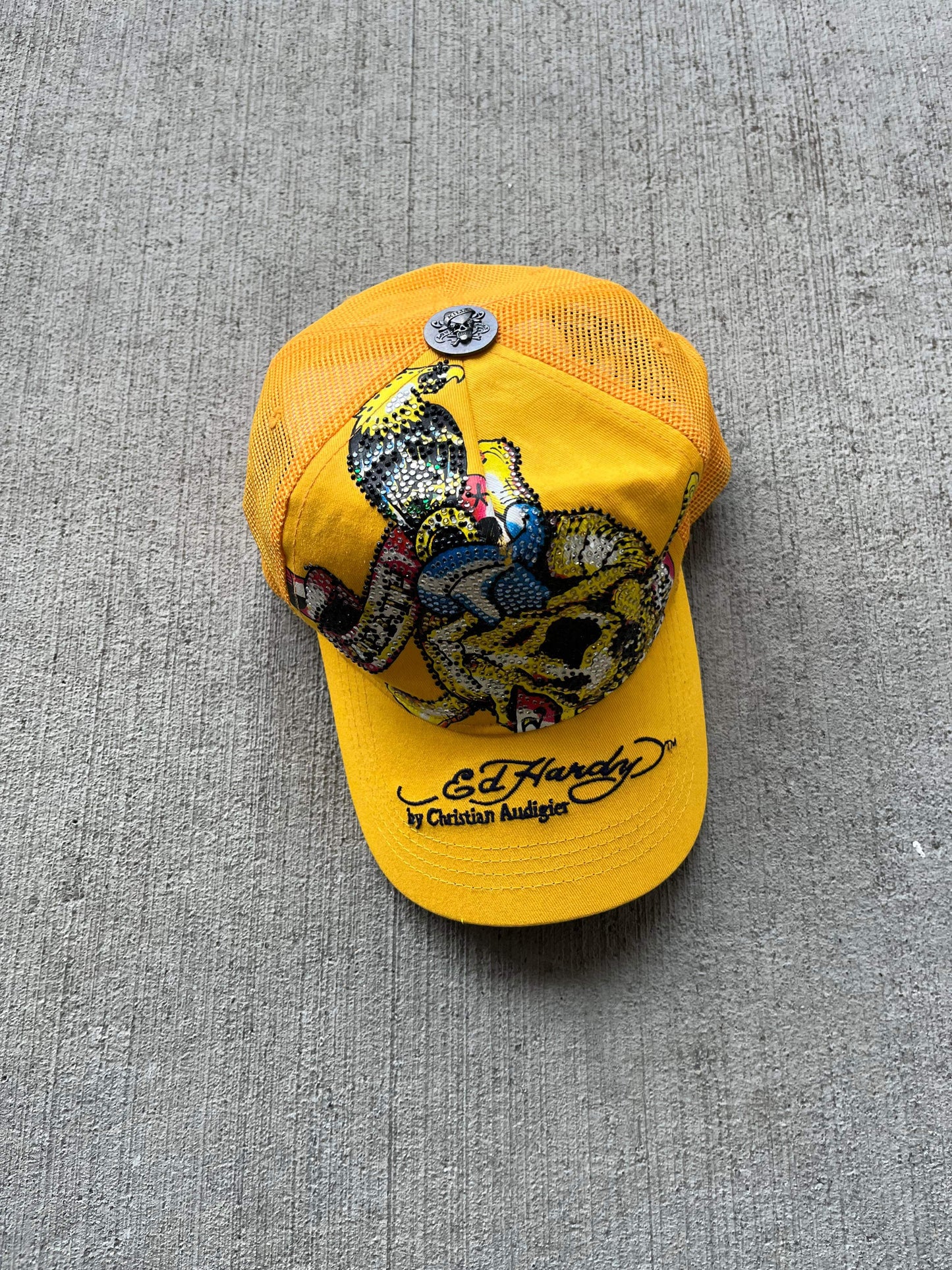 (OSFA) Ed Hardy Yellow Trucker