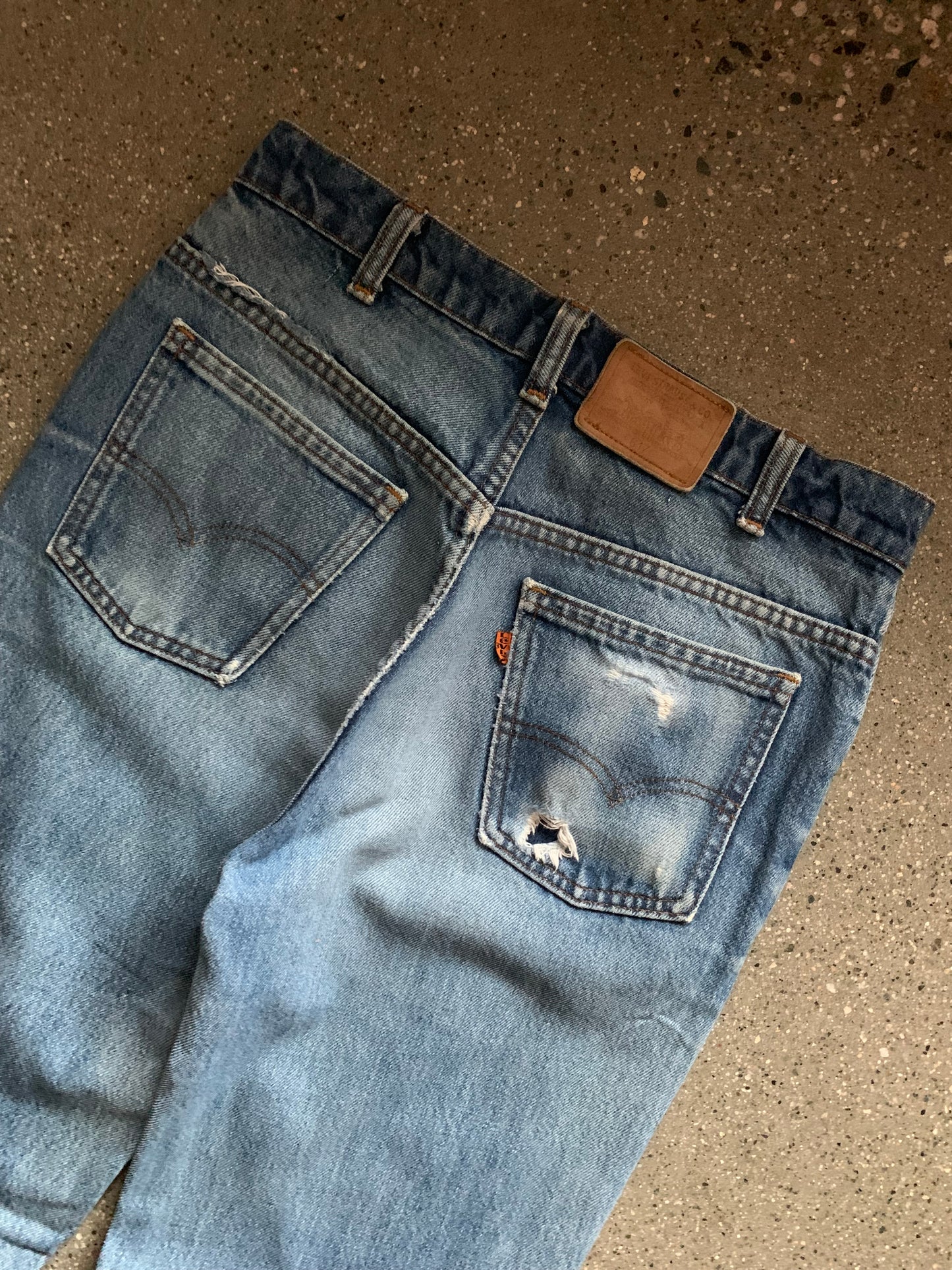 (30”) Vintage Levis Distressed Orange Tabs