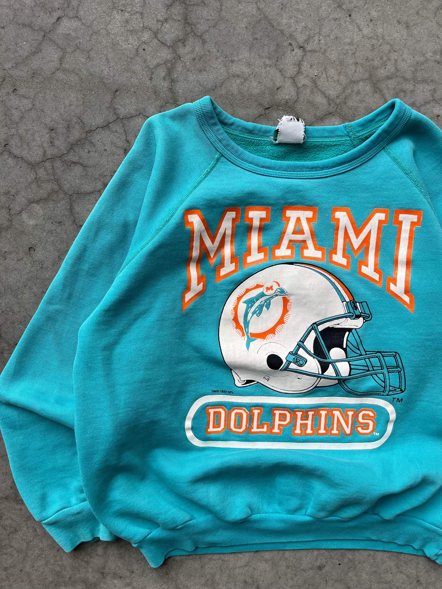 (S/M) 1990 Waves Miami Dolphins Crewneck