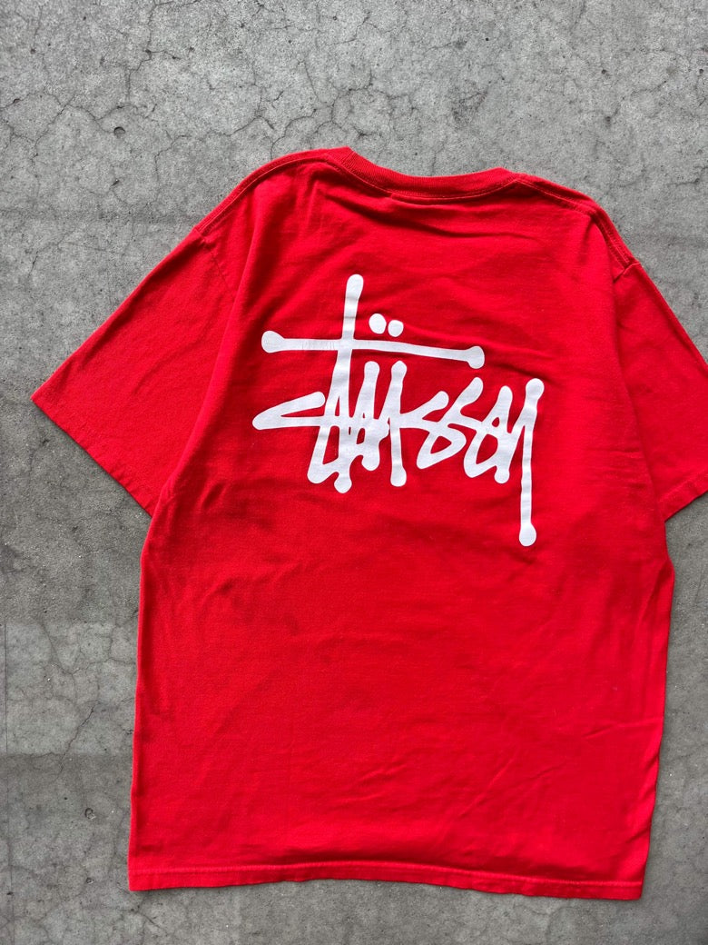 (M/L) Stussy Red Script Tee