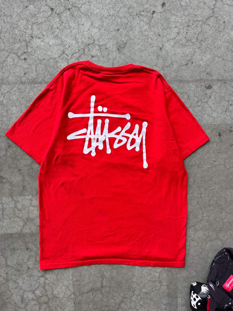 (M/L) Stussy Red Script Tee