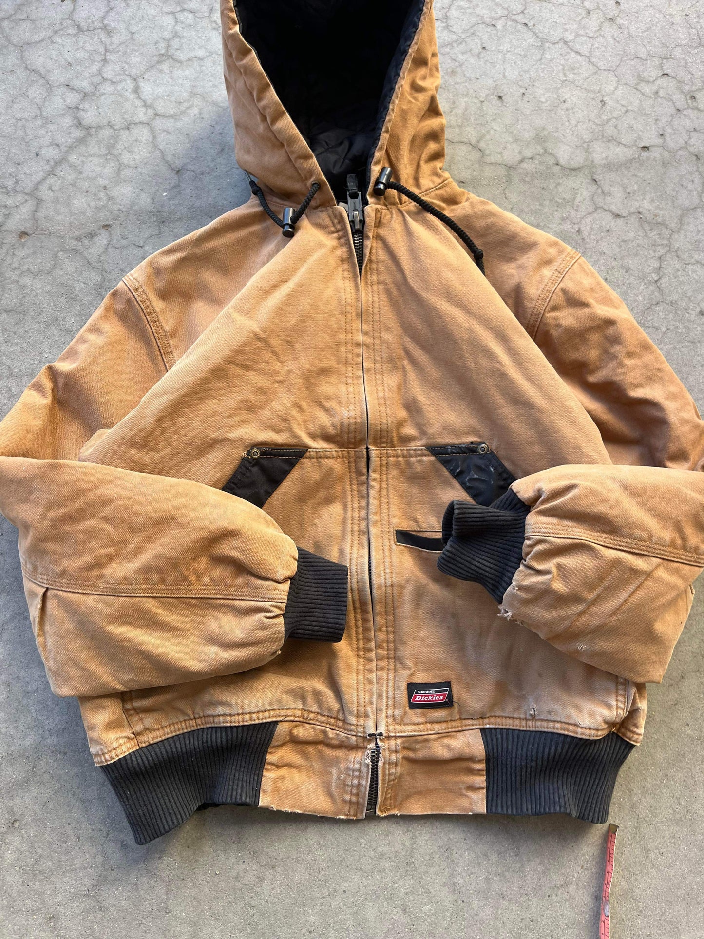 (S/M) Vintage Distressed Dickies Hooded Jkt