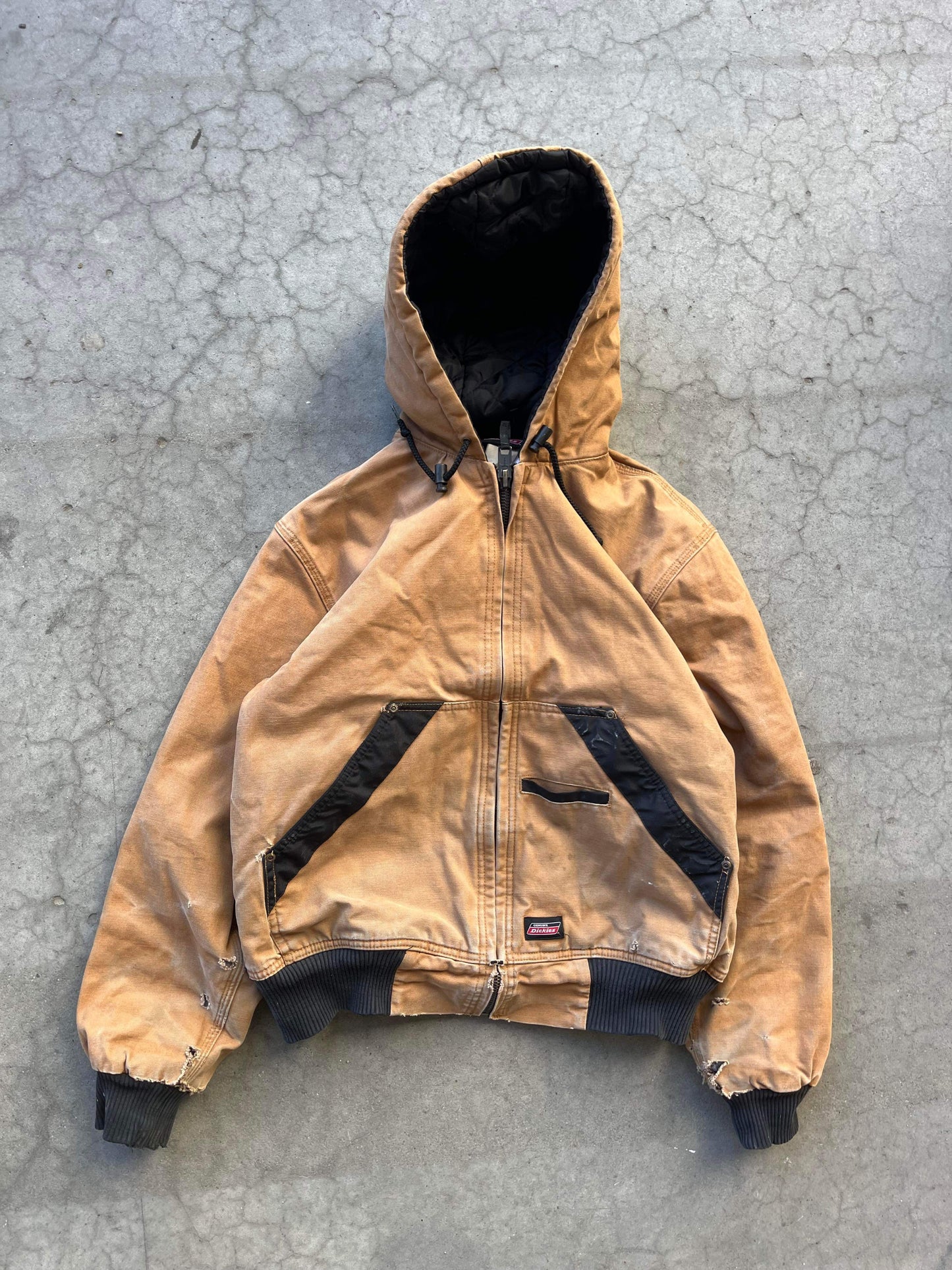 (S/M) Vintage Distressed Dickies Hooded Jkt