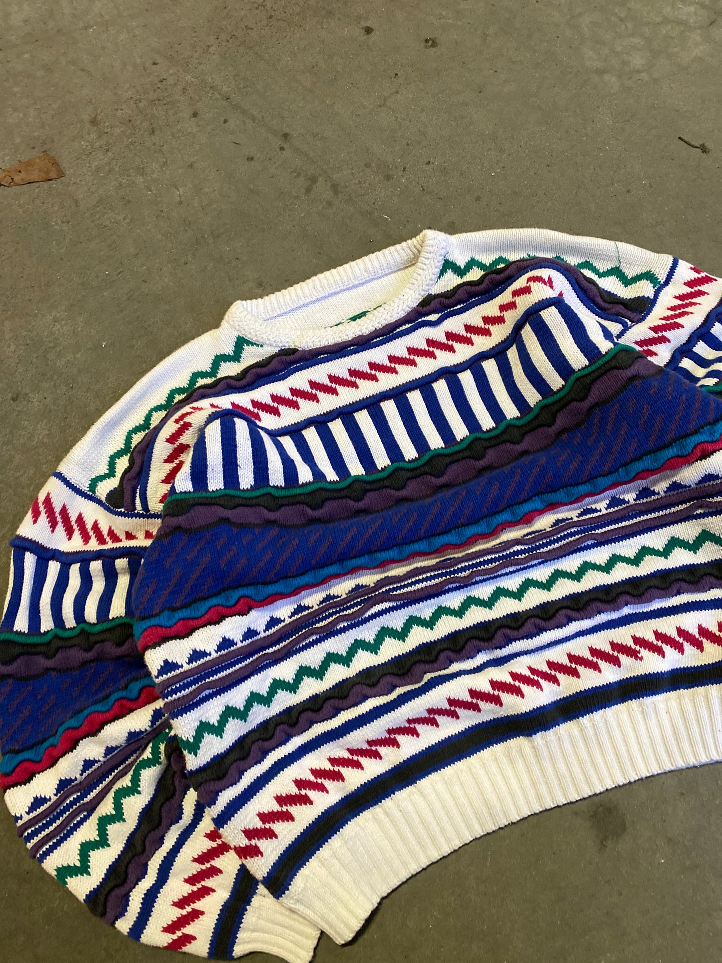 (M) Vintage Thick Boxy 3D Coogi Style Knit